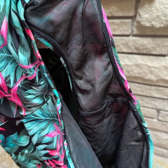 TORRID green palm and bird of paradise bikini set high waist black green 2x - Picture 11 of 13